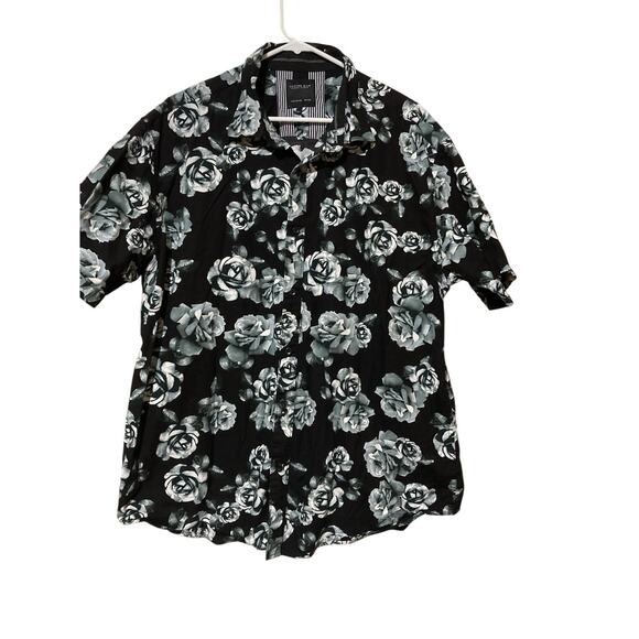 Black White Floral Men's Ricky Singh " Cactus Man" Button Down Shirt : Size XXL - Picture 2 of 8